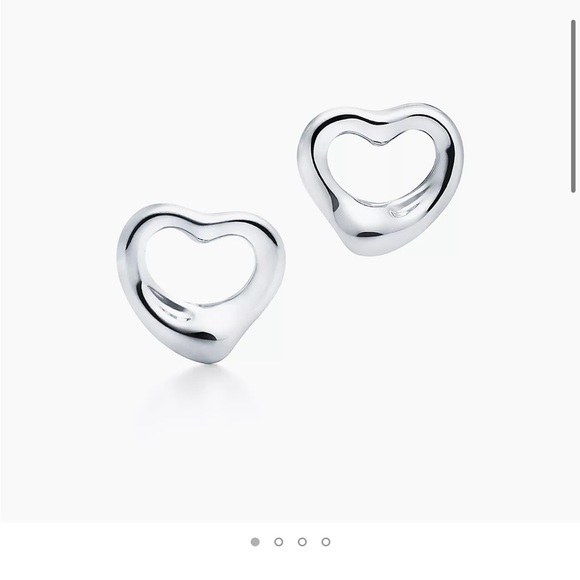 TIFFANY PERETTI HEART NECKLACE EARRINGS SET SILVER WITH PINK STONE MADE SPAIN - Picture 6 of 12